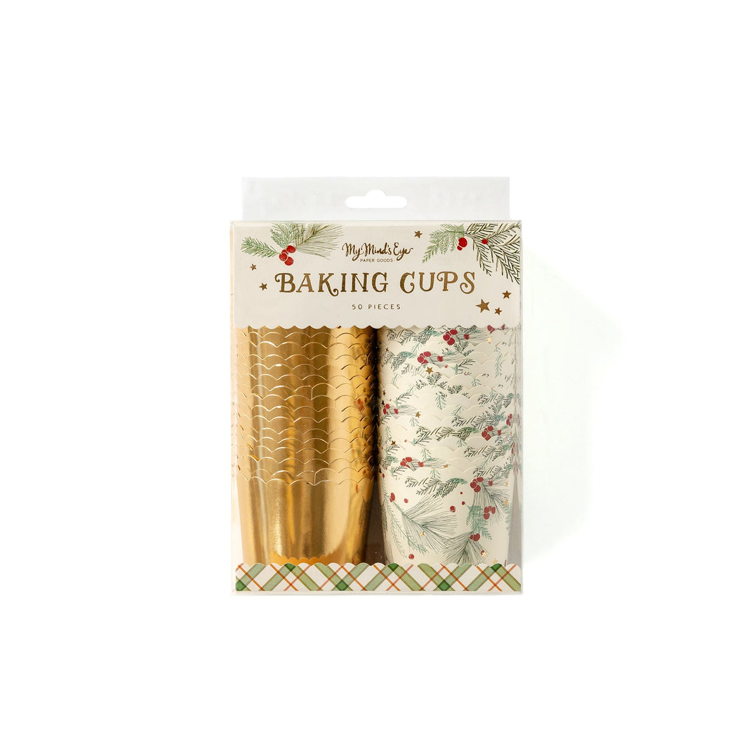 Gold Foil Red Berries Food Cups