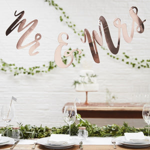Mr. and Mrs. Rose Gold Bunting Banner