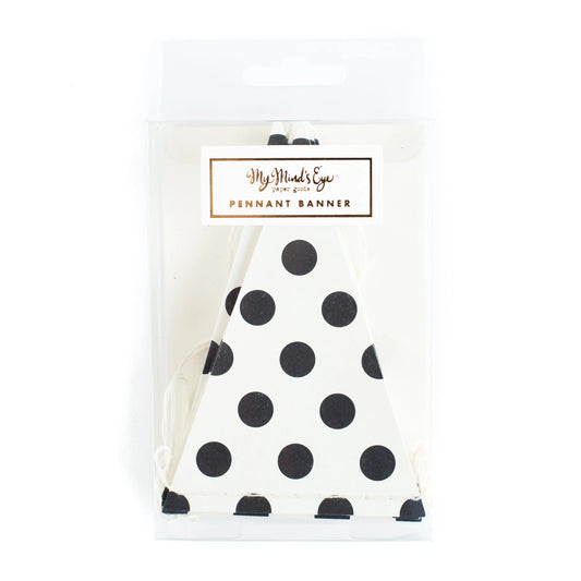 Black & Cream Dot Pennant Banner