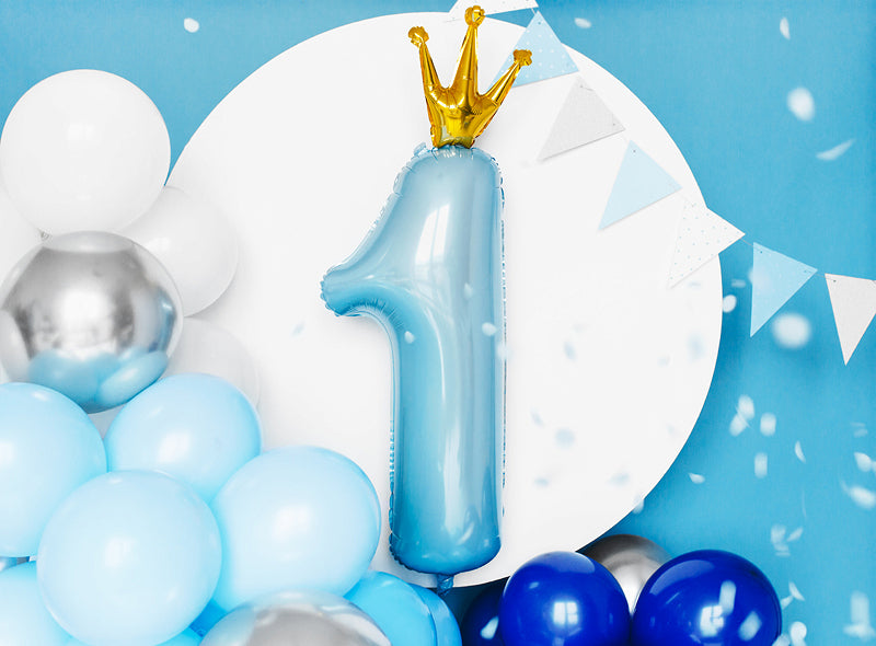Sky Blue Number 1 with Gold Crown