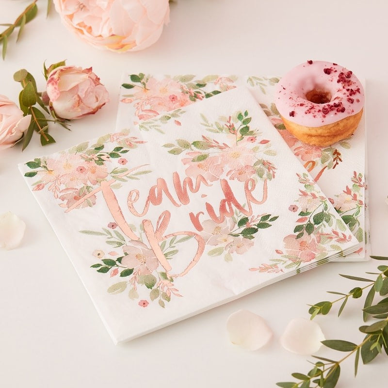 Bridal Rose Gold Floral Paper Napkins
