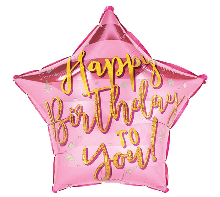 Happy Birthday gold pink star