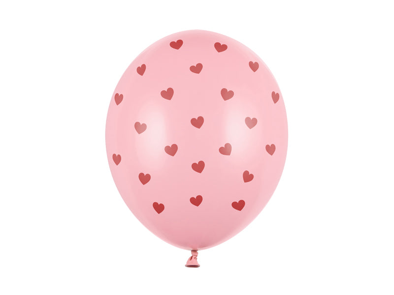 Pastel Pink Balloons with Hearts