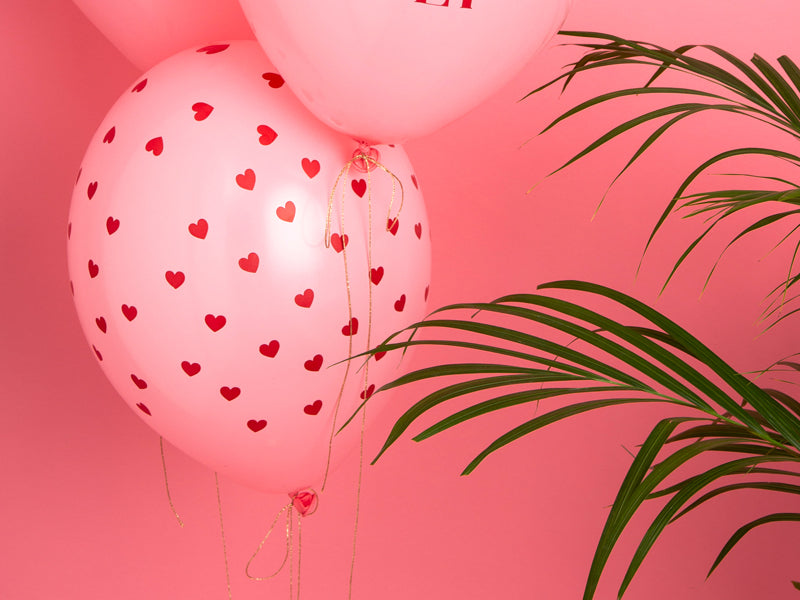 Pastel Pink Balloons with Hearts