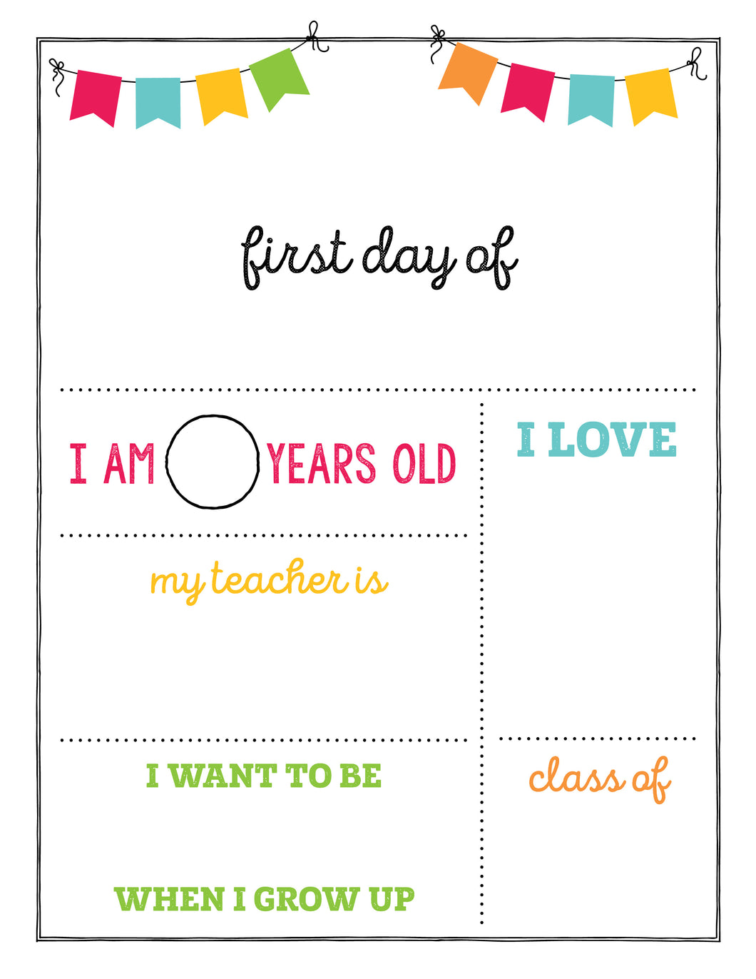 first-day-of-school-printable-party-hop-shop for First Day Of Preschool Free Printable First Day of School Printable – Party Hop Shop for First Day Of Preschool Free Printable