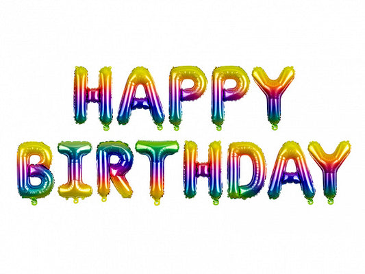 Rainbow Color Happy Birthday Letter Balloons