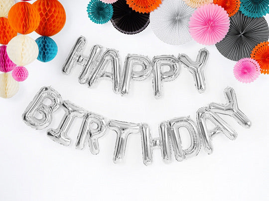 Silver Foil Happy Birthday Letter Balloons