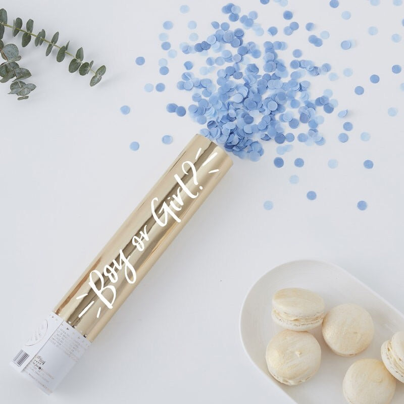 Gold Foiled Blue Gender Reveal Air Compressed Confetti