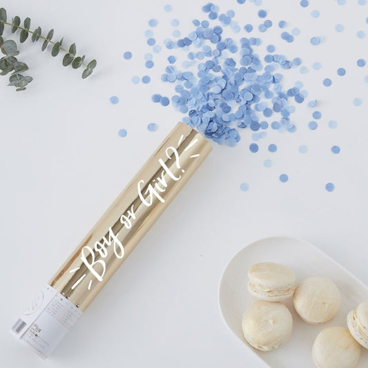Gold Foiled Blue Gender Reveal Air Compressed Confetti