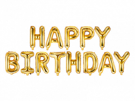 Gold Happy Birthday Letter Balloons – Party Hop Shop