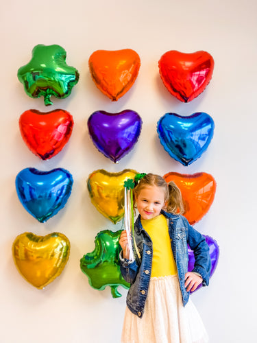 DIY Rainbow Heart and Shamrock Balloon Wall