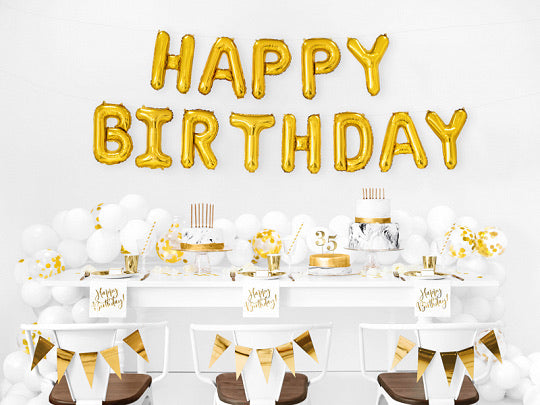 Gold Happy Birthday Letter Balloons