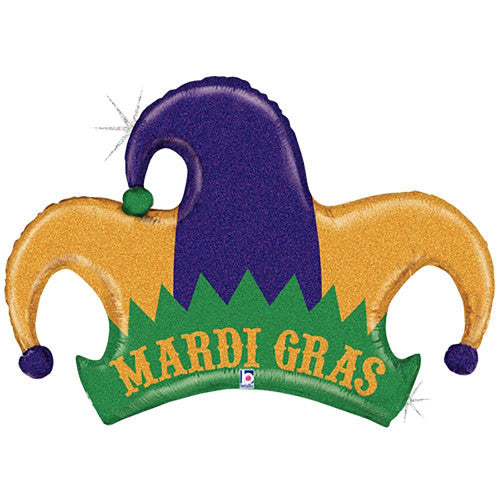 Mardi Gras Jester Hat Holographic Balloon