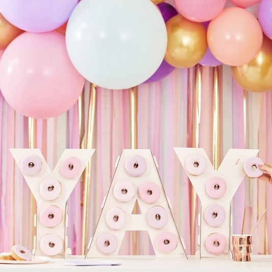 Pink Ombre YAY Donut Wall