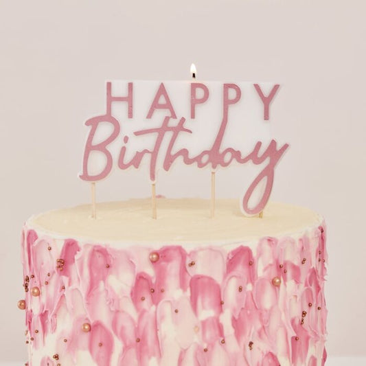 Rose Gold Happy Birthday Candle