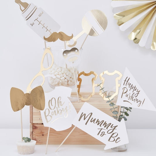 Oh Baby Gold Foiled Photo Props