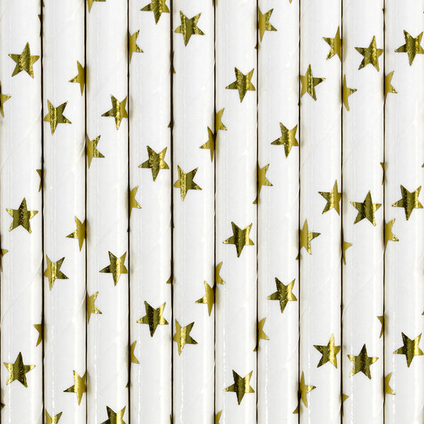 Gold Stars Paper Straws
