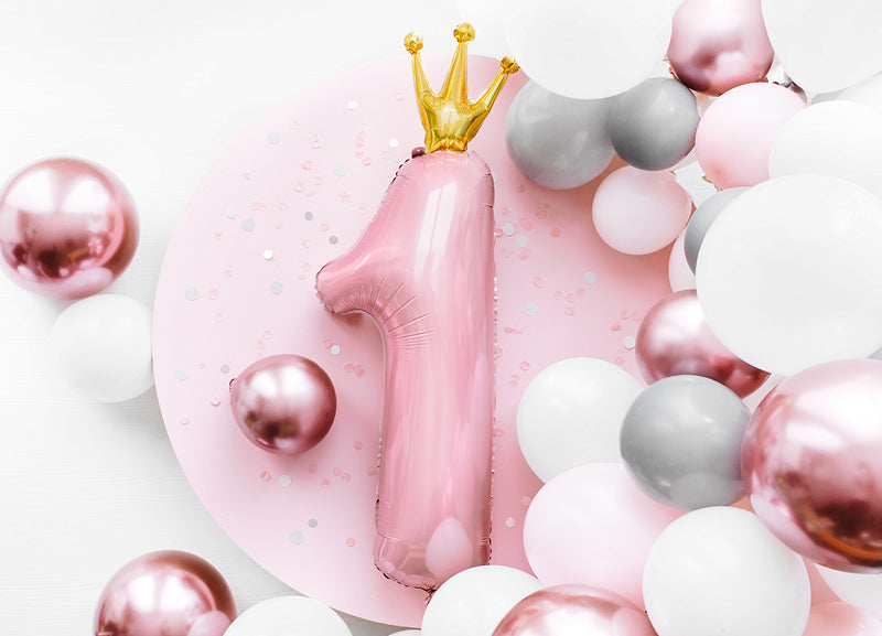 Light Pink Number 1 with Gold Crown