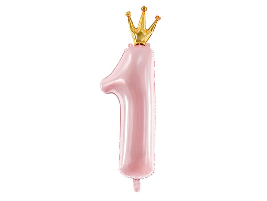 Light Pink Number 1 with Gold Crown
