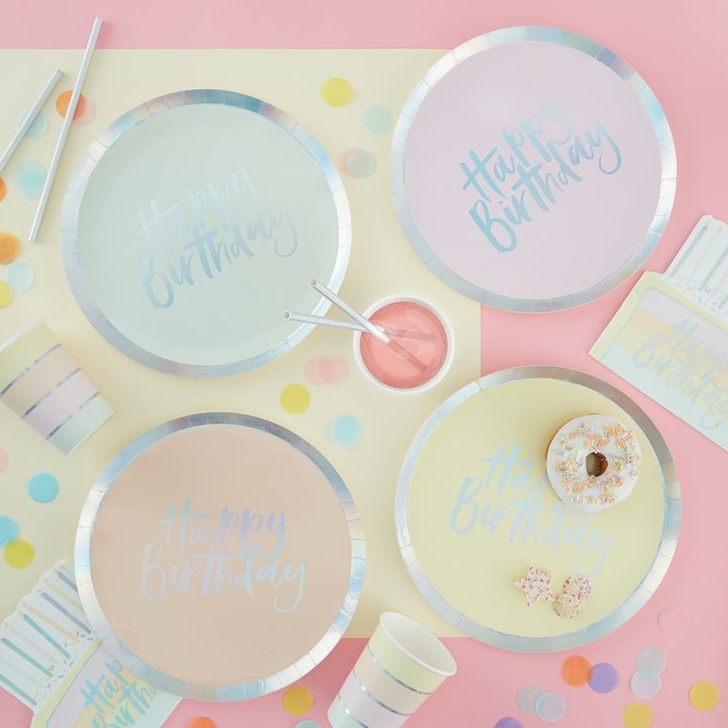 Pastel Party Happy Birthday Plates