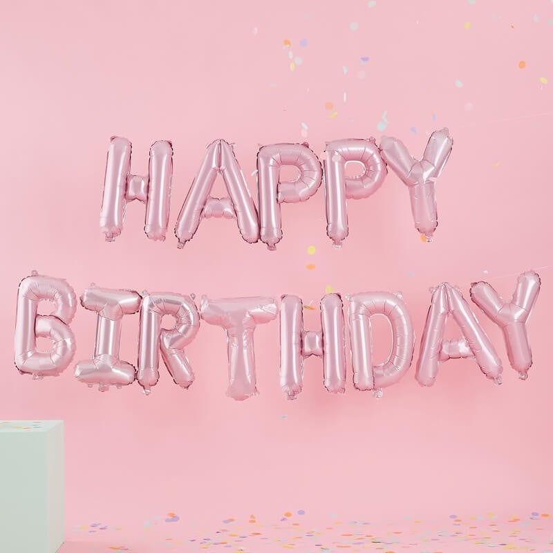 Happy Birthday Balloon Banner - Pastel Rainbow