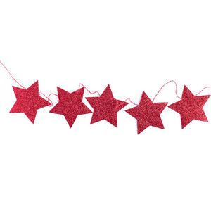 Red Glitter Star Banner