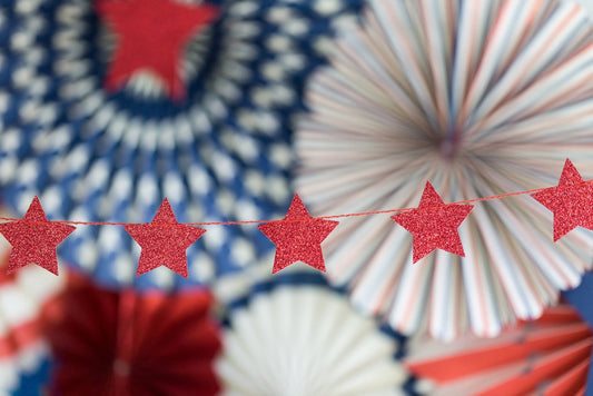 Red Glitter Star Banner